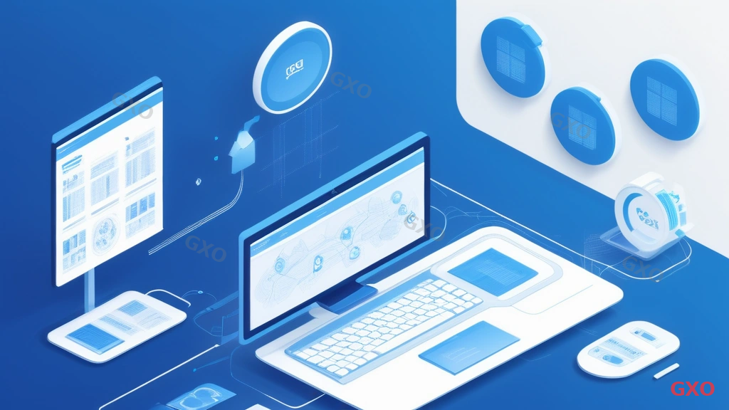 Clean modern illustration showing GXO's three-phase server EOSL support service. Phase 1: Assessment (magnifying glass over server inventory), Phase 2: Planning (flowchart with three paths for replacement, cloud, and maintenance), Phase 3: Implementation and ongoing support (handshake icon with monitoring dashboard). GXO logo placeholder area. Tokyo skyline silhouette in background suggesting headquarters location. Professional blue and white corporate design with subtle tech elements.