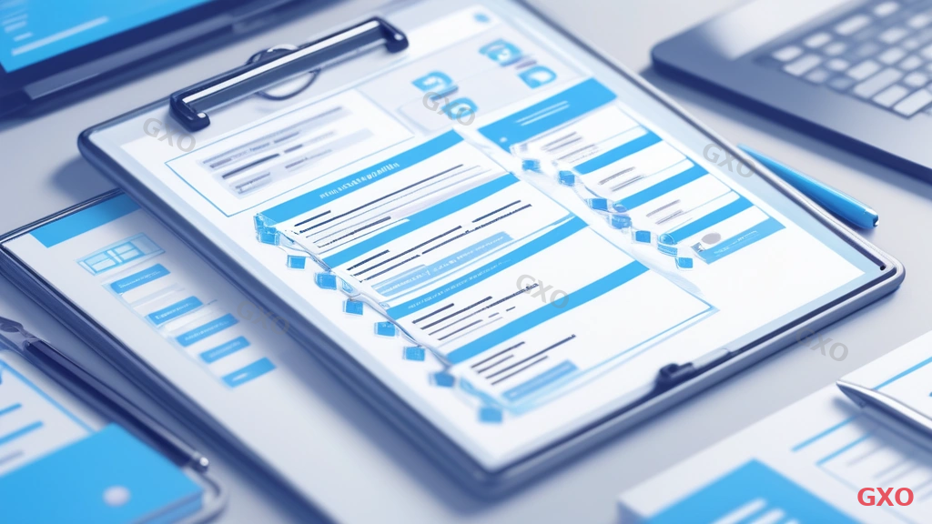 Clean modern illustration of a vendor evaluation checklist on a clipboard. Three main sections visible: Technical Skills Assessment (with server and code icons), Track Record Verification (with portfolio and case study icons), and Certification Check (with certificate badge icons). Each section has checkboxes, some filled with blue checkmarks. A hand holding a pen is checking items. Bright professional office background with soft focus.