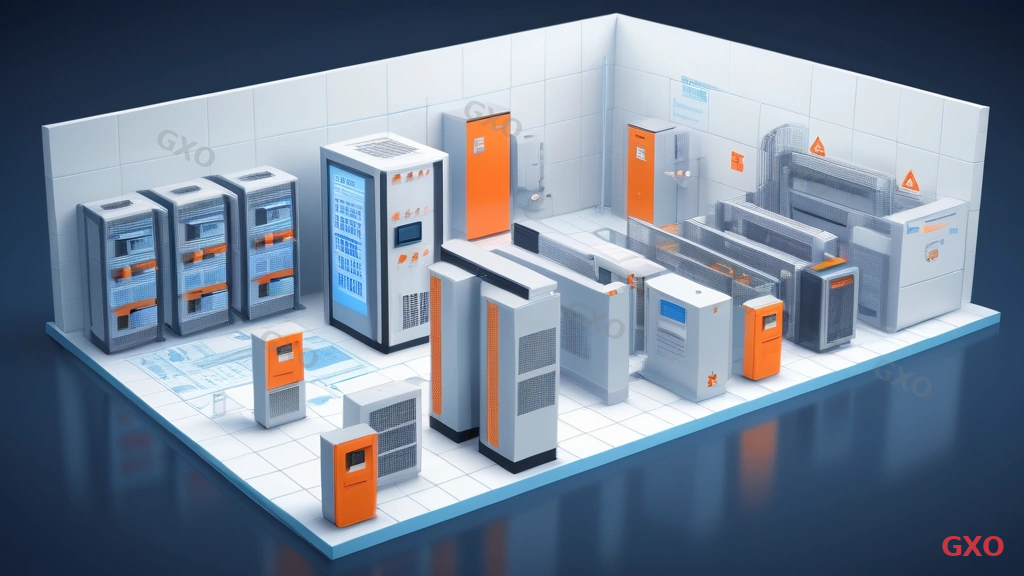Clean modern illustration showing a server room blueprint with labeled zones: cooling area, power distribution, rack placement, security perimeter, and fire suppression system. Icons for temperature gauge, humidity meter, electrical panel, lock, and fire extinguisher arranged around the floor plan. Light blue and white color scheme with orange accent highlights on critical checkpoints. Professional infographic style suitable for B2B audience.