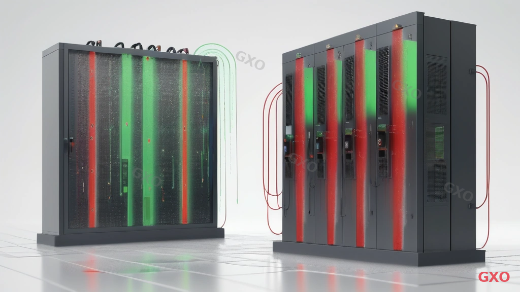 Professional infographic showing humidity risk zones for server rooms. Horizontal bar chart style with three color zones: red zone below 30% labeled static electricity risk with lightning bolt icon, green zone 40-60% labeled optimal range with checkmark, red zone above 70% labeled condensation and mold risk with water droplet icon. Side illustrations showing circuit board damaged by static discharge and server with condensation droplets. Clean data visualization style with white background.