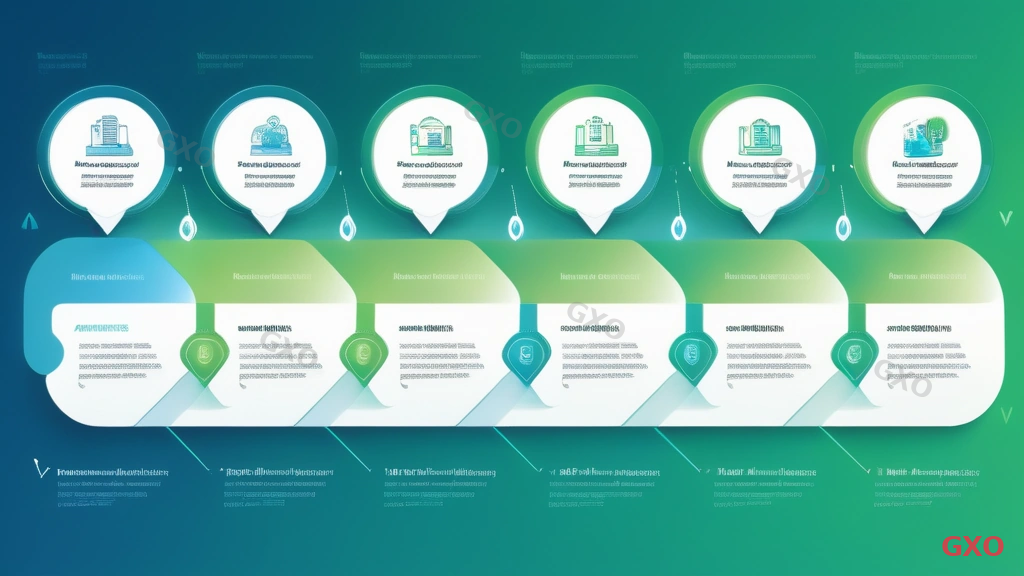 HCI移行の5ステップと注意点 Clean modern illustration showing a 5-step HCI migration process as a horizontal timeline. Steps include assessment, planning, pilot deployment, phased migration, and optimization. Each step represented by a distinct icon and brief description. Progress arrows connecting steps. Green checkmarks for completed phases. Professional business illustration style with blue and green gradient accents on light background.