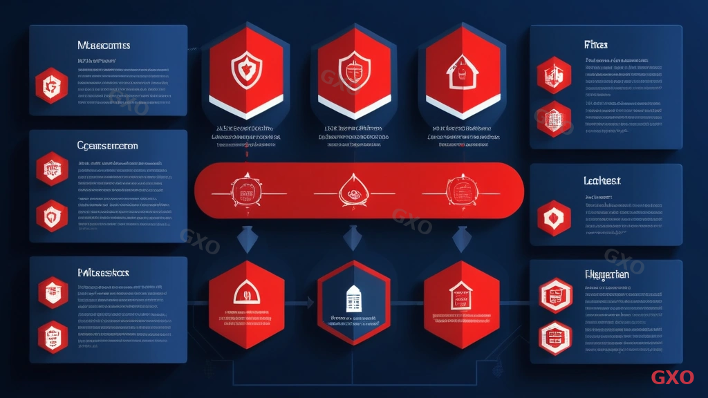 Professional infographic showing security measures for IT outsourcing. Three layers displayed vertically: Top layer 'Contract Level' (NDA, liability clauses), Middle layer 'Access Control' (least privilege, MFA, audit logs), Bottom layer 'Operations' (data classification, incident response plan). Each layer has icons and brief descriptions. Lock and shield motifs throughout. Dark blue and white color scheme with red accent for critical items. Corporate security design.
